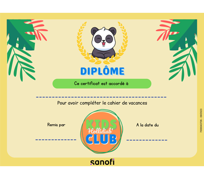 Diplôme vacances été - 5 ans et plus